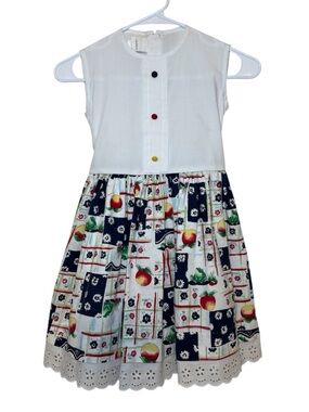 Vintage Little Girls Sleeveless Dress 100% Cotton Made in USA Size 6